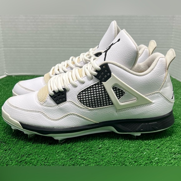 RARE! Size 11 - Jordan 4 Retro Metal Baseball Cleats - 807710-110 - Picture 3 of 15
